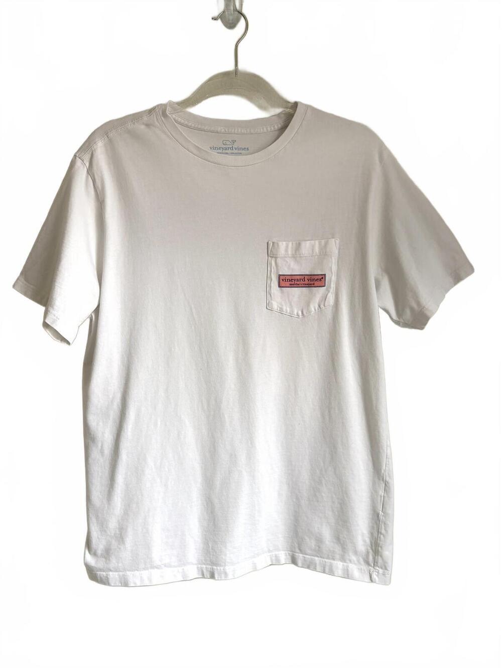 vineyard vines | Men’s White Short Sleeve Shirt Frint Logo Pocket Back Print M